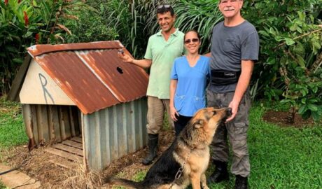 Roky with his owners in Costa Rica