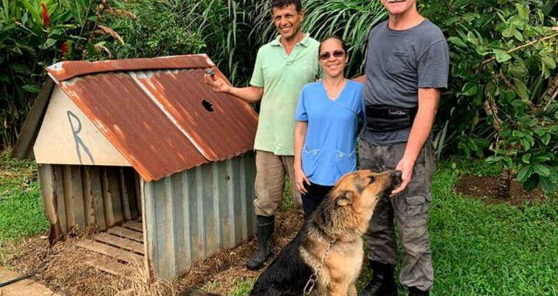 Roky with his owners in Costa Rica