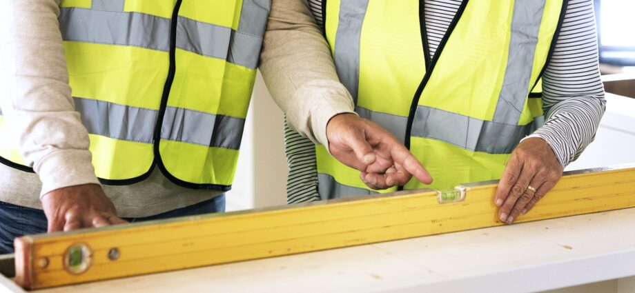 Contractor coworkers at a construction site