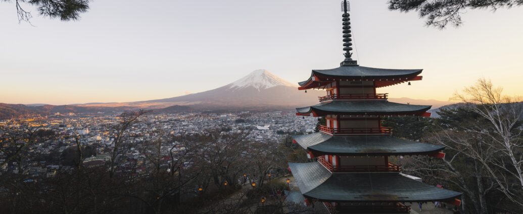 Mt. Fuji and Chureito pagoda in Tokyo, Japan